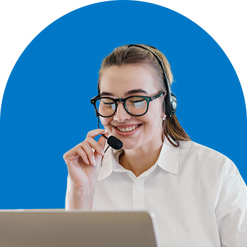 a woman in a shirt shirt on a video call