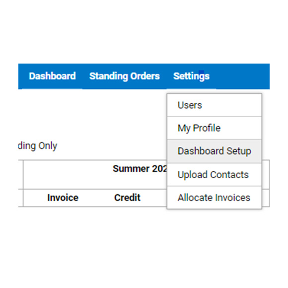 a screenshot showing the dashboard settings on DonorChase