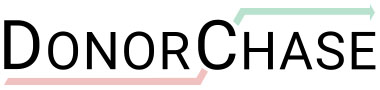 the logo for DonorChase in White