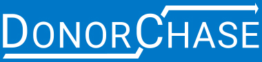 the logo for DonorChase in White